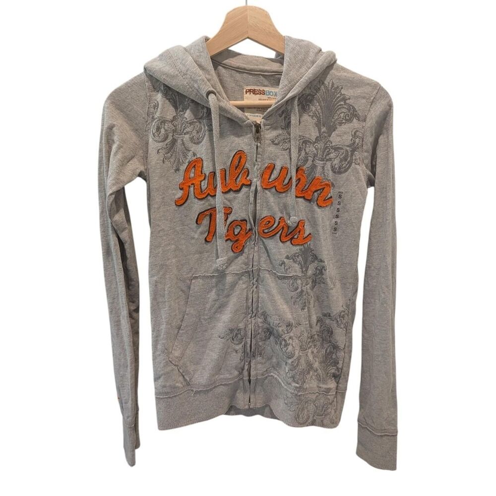 Auburn Tigers Zip Hoodie Deadstock NWT Baroque Print Raw Edge Small Y2K College
